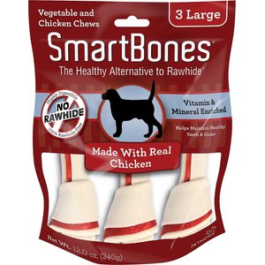 SmartBones Large Chicken Chew Bones Dog Treats, 3 count, bundle of 2