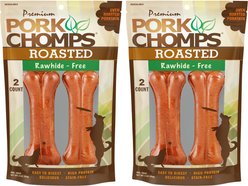 Premium Pork Chomps Roasted Pressed Bone Dog Treats, 4.5-in, 4 count