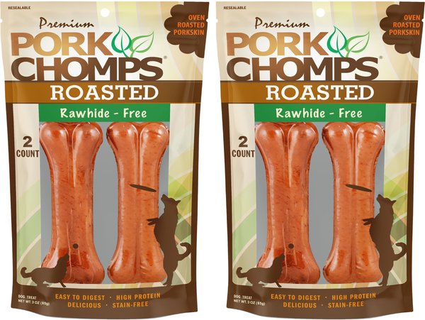 Premium Pork Chomps Roasted Pressed Bone Dog Treats, 4.5-in, 4 count slide 1 of 6