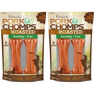 Premium Pork Chomps Roasted Pressed Bone Dog Treats, 4.5-in, 4 count