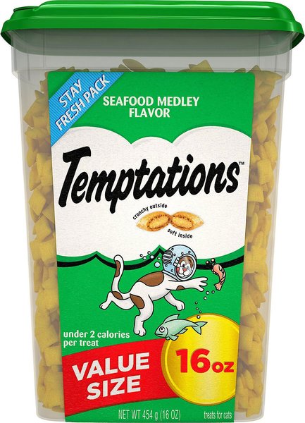 Temptations Seafood Medley Flavor Cat Treats, 16-oz tub, bundle of 2 slide 1 of 8