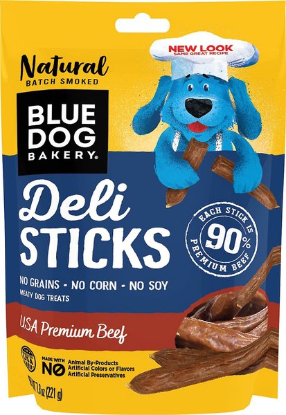 Blue Dog Bakery Premium Beef Deli Sticks Dog Treats, 7.8-oz bag, bundle of 2 slide 1 of 3