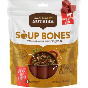 Rachael Ray Nutrish Soup Bones Beef & Barley Flavor Chews Dog Treats, 12.6-oz bag, bundle of 2