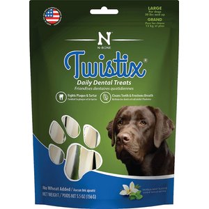 N-Bone Twistix Vanilla Mint Flavored Large Dental Dog Treats, 5.5-oz bag, bundle of 2