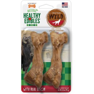 Nylabone Natural Healthy Edibles Wild with Real Bison Medium Dog Treats, 6 count