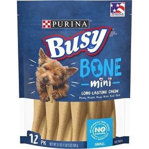 Busy Bone with Real Meat Mini Rawhide-Free Dog Treats, 24 count