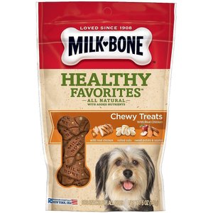 Milk-Bone Healthy Favorites with Chicken, Oats, Sweet Potatoes & Apples Chewy Dog Treats, 5-oz bag, bundle of 2