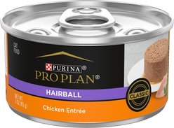 Purina Pro Plan Hairball Control Chicken Entrée Pate Wet Cat Food, 3-oz can, case of 24