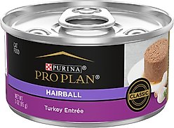 Purina Pro Plan Hairball Control Turkey Entree Pate Wet Cat Food, 3-oz can, case of 24