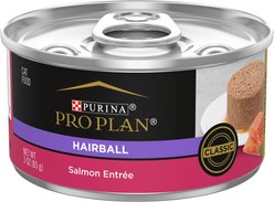Purina Pro Plan Hairball Control Salmon Entree Pate Wet Cat Food, 3-oz can, case of 24