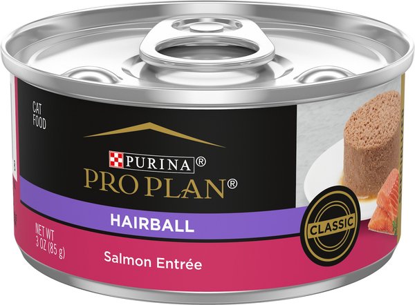 Purina Pro Plan Hairball Control Salmon Entree Pate Wet Cat Food, 3-oz can, case of 24 slide 1 of 8