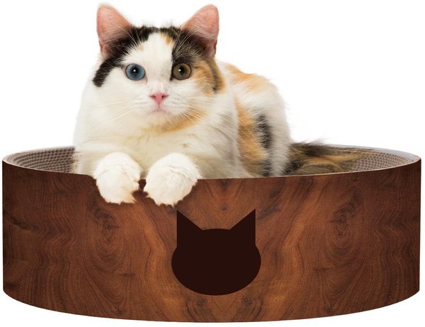 Necoichi Cozy Cat Scratcher Bowl Toy, Dark Cherry, Large slide 1 of 10