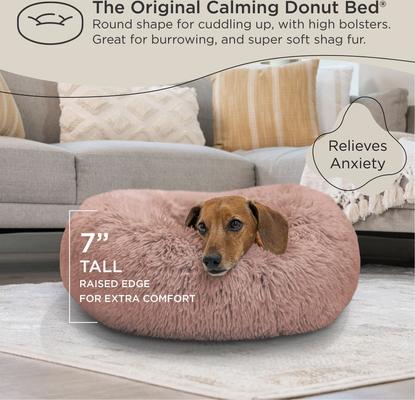 Show full view: Best Friends by Sheri The Original Calming Shag Fur Donut Cuddler Cat & Dog Bed, Dusty Rose, Small slide 5 of 11