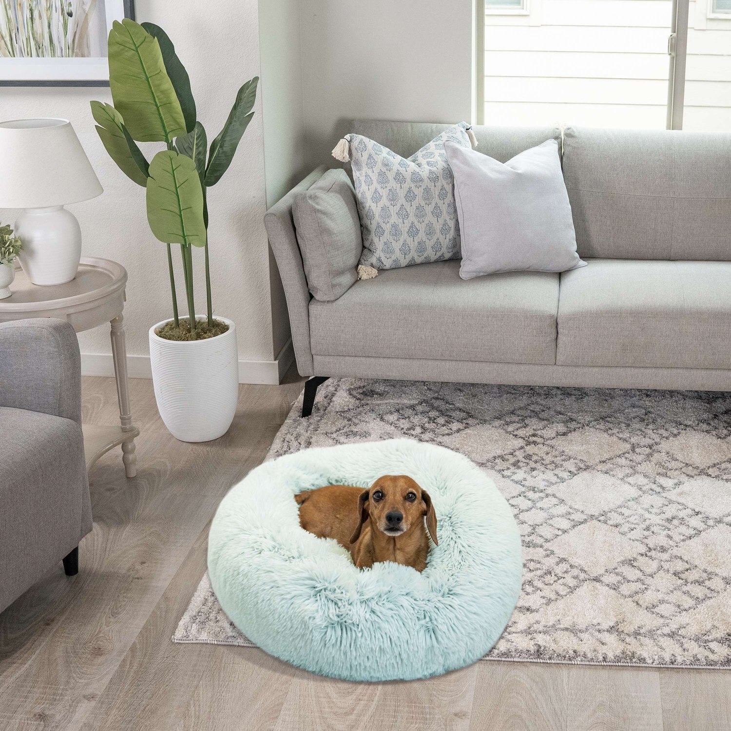 Gmorosa Shag Plush Donut Cuddler Cat Bed Warm Plush Dog Puppy Mat Pet Beds 