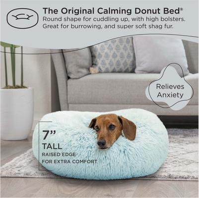 Show full view: Best Friends by Sheri The Original Calming Shag Fur Donut Cuddler Cat & Dog Bed, Baby Blue, Small slide 5 of 11