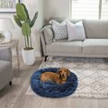 Best Friends by Sheri Calming Lux Fur Donut Cuddler Bolster Cat & Dog Bed, Navy, Small