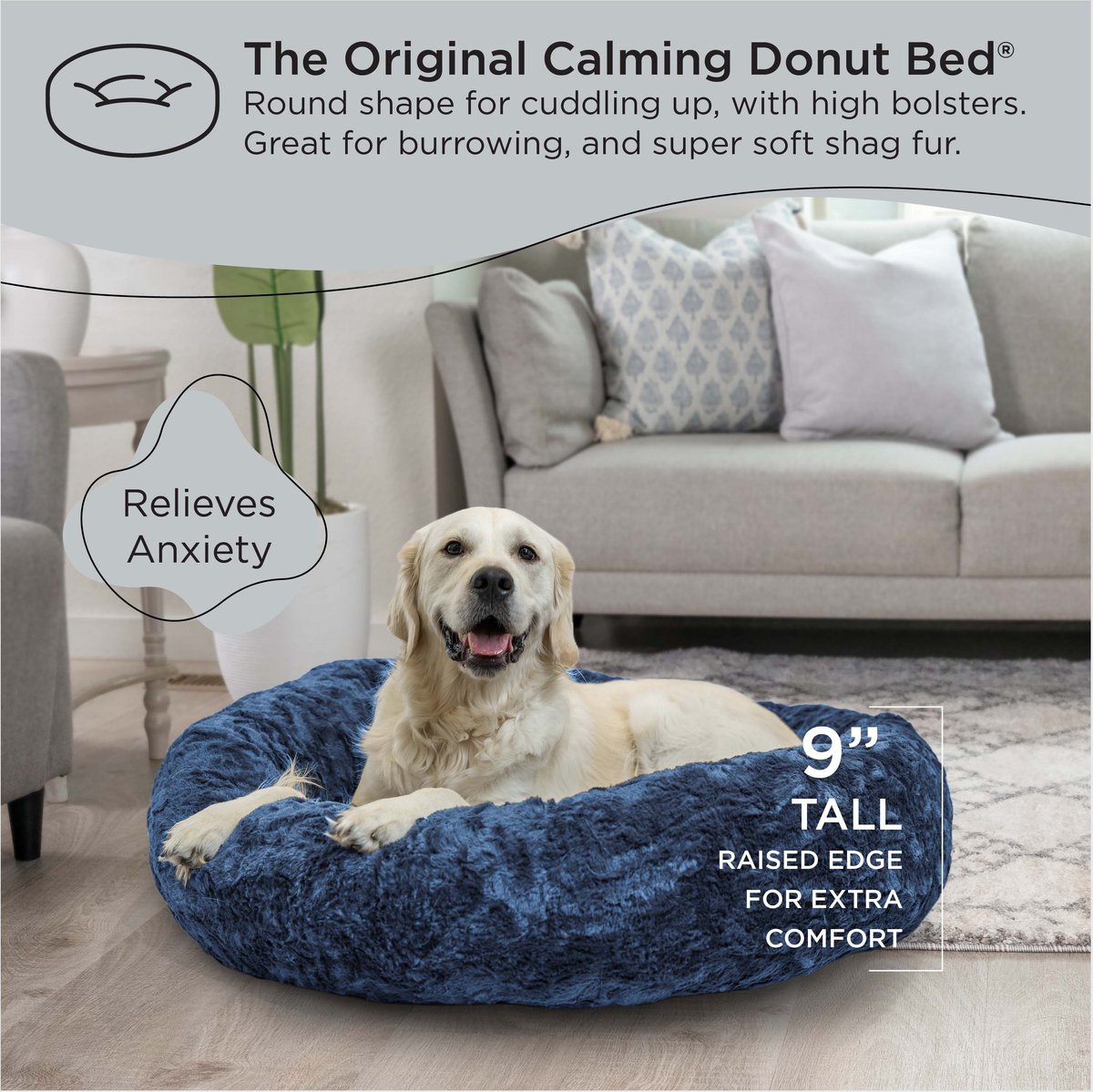 BEST FRIENDS BY SHERI Calming Lux Fur Donut Cuddler Bolster Cat & Dog