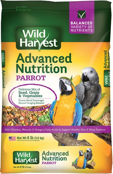 Wild Harvest Advanced Nutrition Seed, Grain & Vegetable Mix Parrot Food, 8-lb bag slide 1 of 8