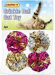 RUFFIN' IT Crinkle Ball Cat Toy, 4 count