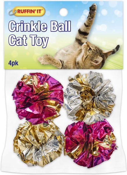 RUFFIN' IT Crinkle Ball Cat Toy, 4 count slide 1 of 2