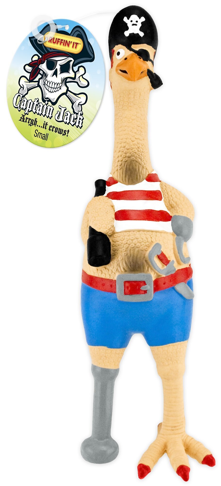 RUFFIN' IT Captain Jack Rubber Chicken Dog Toy Customer Questions