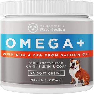 PawMedica Omega+ Fish Oil with EPA & DHA Omega 3 Dog Supplement, 90 count