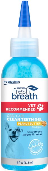TropiClean Fresh Breath Oral Care Clean Teeth Peanut Butter Flavored Dog Dental Gel, 4-oz bottle slide 1 of 8