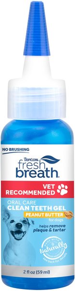 TropiClean Fresh Breath Oral Care Clean Teeth Peanut Butter Flavored Dog Dental Gel, 2-oz bottle slide 1 of 9
