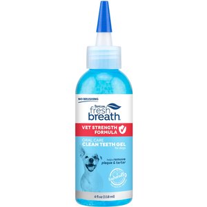 TropiClean Fresh Breath Vet Strength Formula Oral Care Clean Teeth Dog Dental Gel, 4-oz bottle