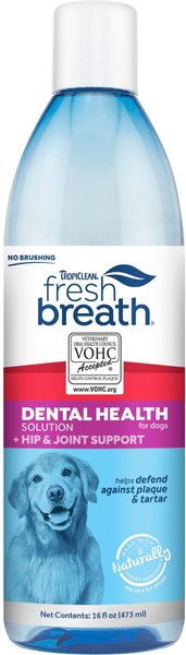 TropiClean Fresh Breath Dental Health Solution + Hip & Joint Support Dog Dental Water Additive, 16-oz bottle slide 1 of 10