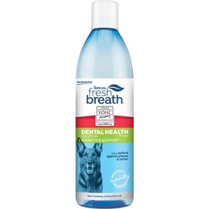 TropiClean Fresh Breath Dental Health Solution + Digestion Support Dog Dental Water Additive, 16-oz bottle
