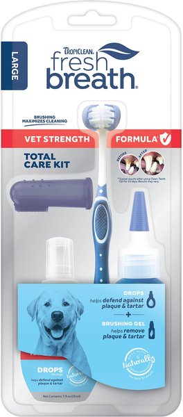 TropiClean Fresh Breath Vet Strength Formula Total Care Dental Kit for Large Dogs, 2-oz bottle slide 1 of 9