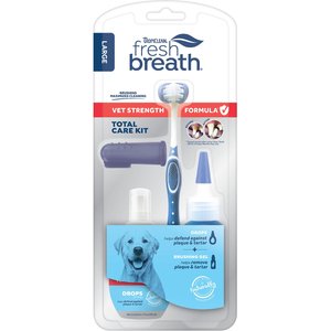 TropiClean Fresh Breath Vet Strength Formula Total Care Dental Kit for Large Dogs, 2-oz bottle
