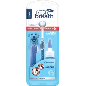 TropiClean Fresh Breath Vet Strength Formula Oral Care Dental Kit for Large Dogs, 2-oz bottle