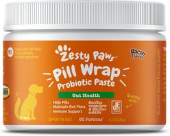 Zesty Paws Pill Wrap Probiotic Paste Bacon Flavored Digestive Supplement for Dogs, 4.2-oz tub