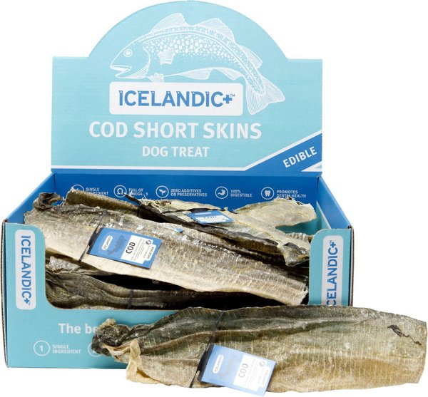 ICELANDIC Cod Short Skin Strips Fish Dog Treat 4 count Chewy