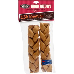 Castor & Pollux Good Buddy USA 7" Rawhide Braids Dog Treats, 4 count