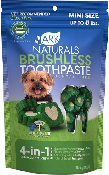 Ark Naturals Brushless Toothpaste Mini Gluten-Free Dental Dog Treats, 4-oz bag, bundle of 2 slide 1 of 8
