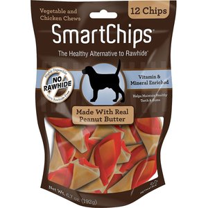SmartBones SmartChips Peanut Butter Chews Dog Treats, 12 count, bundle of 2