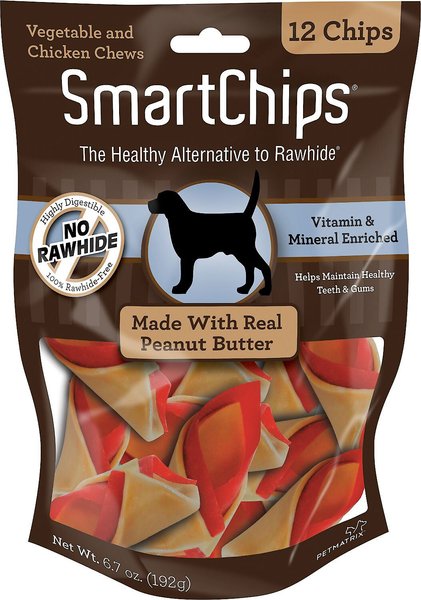 SmartBones SmartChips Peanut Butter Chews Dog Treats, 12 count, bundle of 6 slide 1 of 6