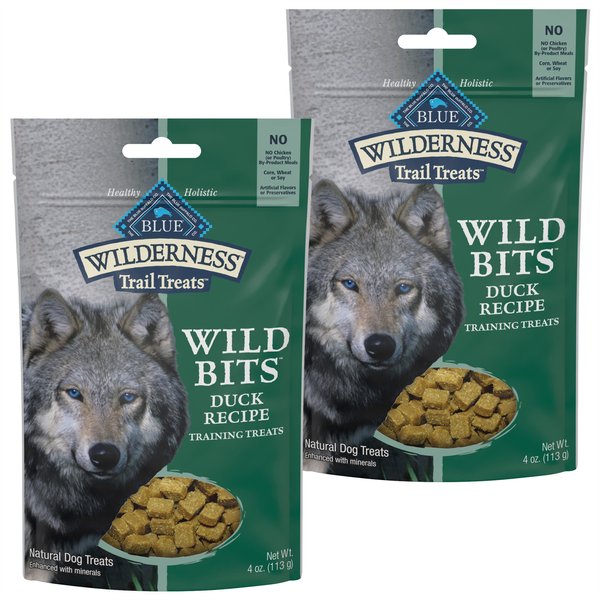 BLUE BUFFALO Wilderness Trail Treats Duck Wild Bits Grain Free Training Dog Treats 4 oz bag bundle of 2 Chewy