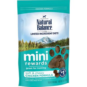 Natural Balance Limited Ingredient Diets Mini-Rewards Chicken Formula Dog Treats, 4-oz bag, bundle of 3