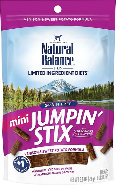 Natural Balance Limited Ingredient Diets Mini Jumpin’ Stix Venison & Sweet Potato Formula Dog Treats, 3.5-oz bag, bundle of 3 slide 1 of 9