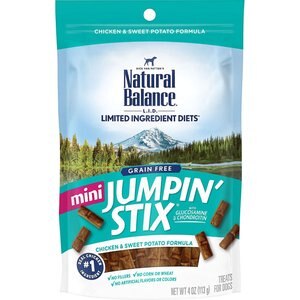 Natural Balance Limited Ingredient Diets Mini Jumpin’ Stix Chicken & Sweet Potato Formula Dog Treats, 4-oz bag, bundle of 3