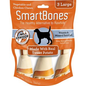 SmartBones Large Sweet Potato Chews Dog Treats, 3 pack, bundle of 2