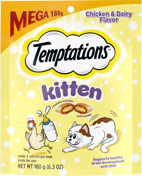 Temptations Chicken & Dairy Flavor Crunchy & Soft Kitten Treats, 6.3-oz bag slide 1 of 9