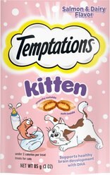 Temptations Salmon & Dairy Flavor Crunchy & Soft Kitten Treats, 3-oz bag