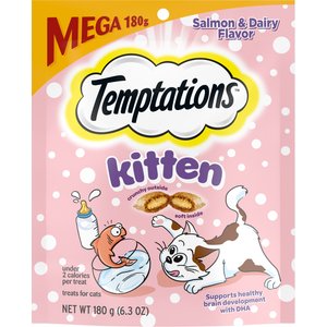 Temptations Salmon & Dairy Flavor Crunchy and Soft Kitten Treats, 6.3-oz bag