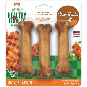 Nylabone Healthy Edibles Longer Lasting Bacon Flavor Pouch Dog Bone Treats