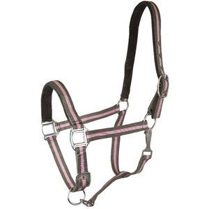 Gatsby 2-Tone Suede Padded Nylon Halter, Dark Grey/Pink, Grey Padding, Cob